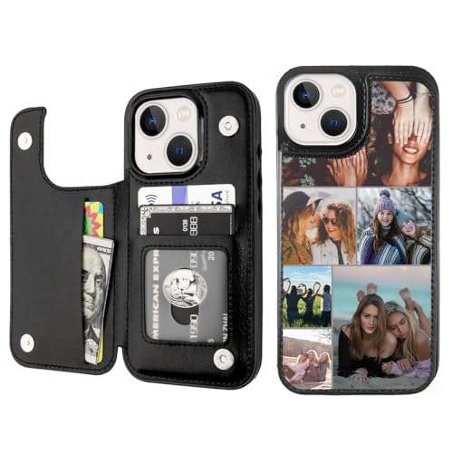 Custom Wallet Phone Case for iPhone 14 (Black-C / iPhone 14)
