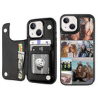 Custom Wallet Phone Case for iPhone 14 (Black-C / iPhone 14)