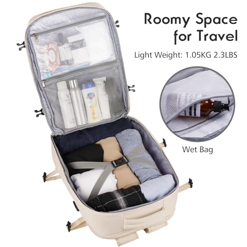 Large Travel Backpack Women (17.3 inch / Beige)