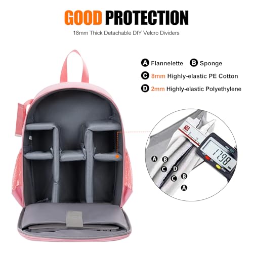 Camera Backpack Bag Professional for DSLR (Pink / 2.0 Small)
