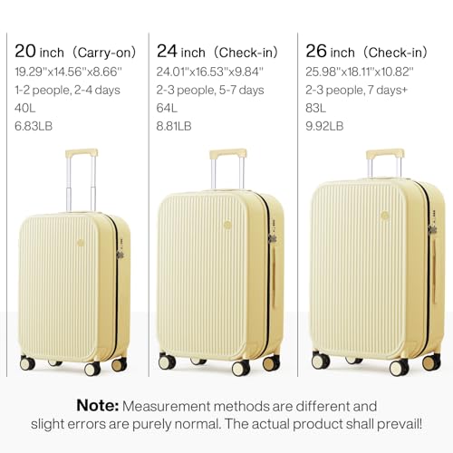 20 Inch Carry On Luggage PC Hardside Suitcases with Wheels & TSA for Travel Woman Men (Lark Yellow TSA2 / 20-inch)