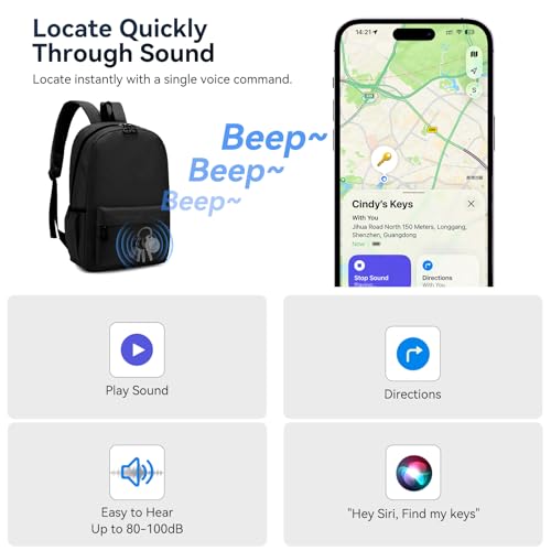 4 Pack MFi Certified Tracker Compatible with Apple Find My (Black)