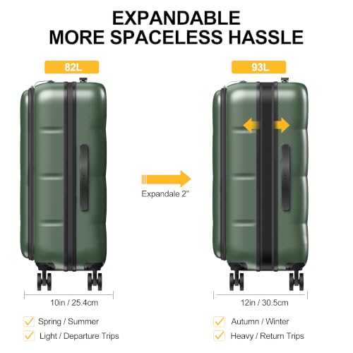 24 Inch Expandable Checked Luggage Hard Shell Suitcase (24 inch / Dark Green)