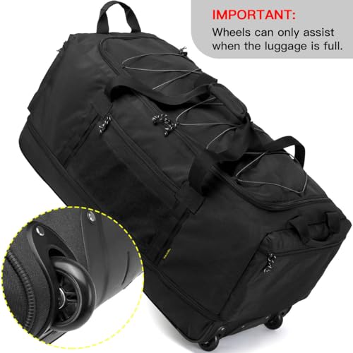 Collapsible Duffle Bag with Wheels 130 (Black)