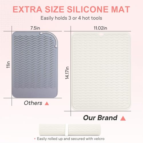 Oversize Silicone Heat Resistant Mat for Hair Tools (Ivory)