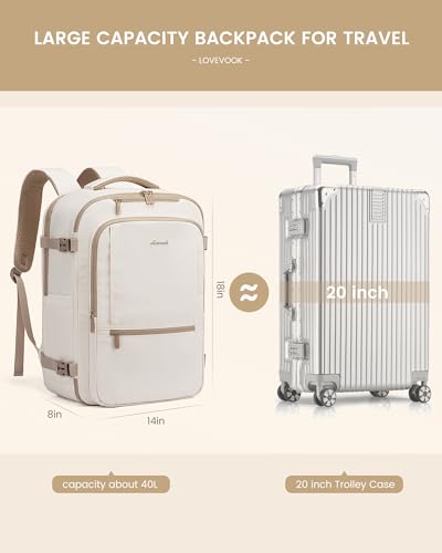 Travel Backpack for Women & Men (Beige / 18 Inch - 4 Pcs)