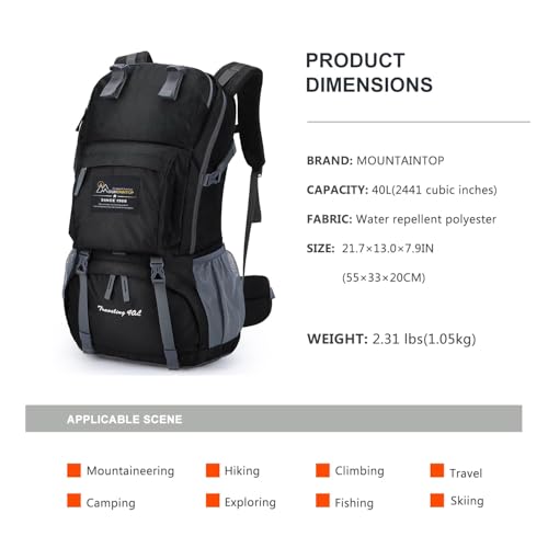 40L Hiking Backpack Lightweight Travel Backpack for Men&Women Outdoor Camping Backpacking (40l-sky Black)