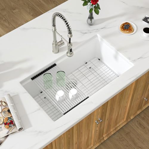 30 White Granite Composite Kitchen Sink (White / 30''x19'')