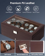 Mens Watch Box Jewelry Organizer (Espresso / 12-slot)