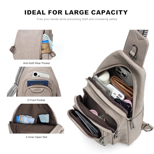 10L Crossbody Sling Bag for Women Men Anti Theft Cross Body Fanny Pack Belt Bag Purse Gifts for Women Faux Leather (10L / 10l-light Grey)