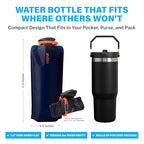 Collapsible Water Bottle with Carabiner (Night Blue / 34 Ounces)