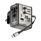 75W 5 Port Universal Travel Adapter (Grey)