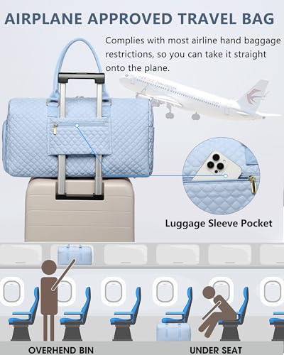 Women Weekender Travel Duffle Bag (06-Light Blue / Large)
