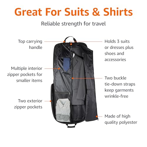 46" Premium Garment Bag for Travel (Black / 46-Inch)