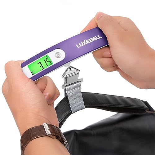 Digital Luggage Scale Vacation Travel Essentials Accessories Gifts for Traveler Portable Suitcase Handheld Weight Scale 110 lbs Hanging Baggage Travel Must Haves (Purple)