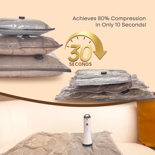 Travel Vacuum Bags with Rechargeable Pump (15 Combo Travel Size)