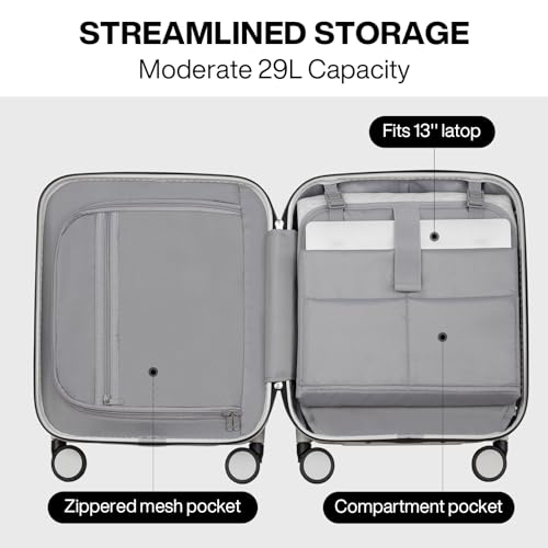 Underseat Carry on Luggage 16 Inch Hardshell PC Suitcase with Spinner Wheels TSA Lock for Travel (Smoke White TSA2 / 16-inch)