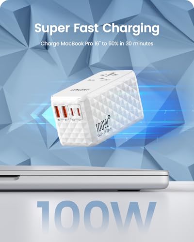 100W International Travel Adapter (100W-2A2C(4 Fast Charger Ports) / White)