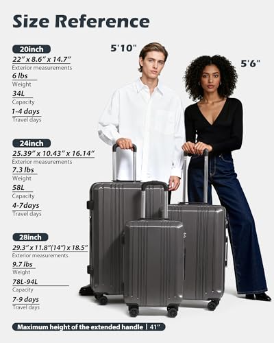PC+ABS Hardshell Luggage (silver / 3-Piece Set (20/24/28 inch))