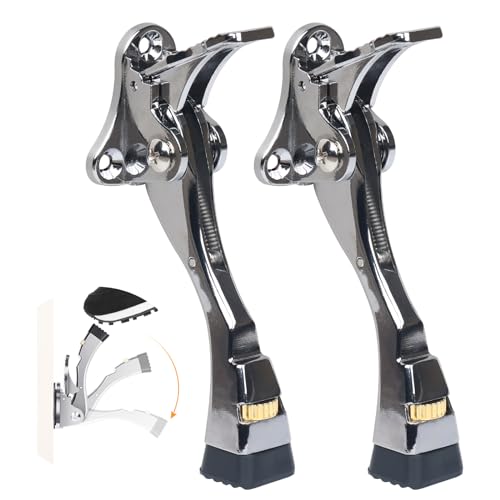 2 Packs Heavy Duty Kickdown Door Stopper (Silver / 4 inch x 2pack)