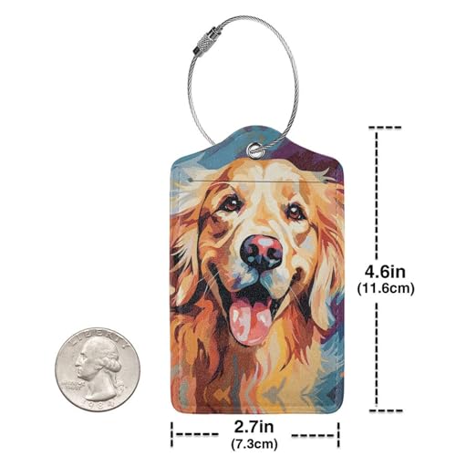 Dog Leather Luggage Tag with Stainless Steel Ring (2 PCS / Dog)