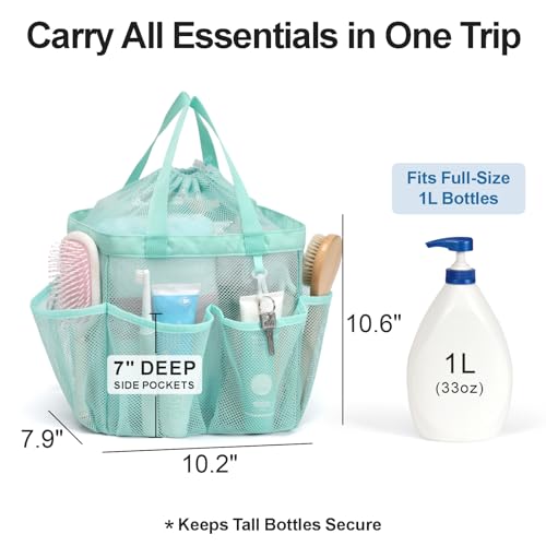 Mesh Shower Caddy Portable with Drawstring (Sage Green with Drawstring)