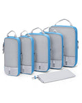 6 Set Compression Packing Cubes for Travel (White & Blue / Set of 6)