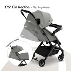 Lithe V2 Lightweight Travel Stroller Snack Tray Included (Grey)