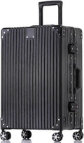 Zipperless Suitcase with Aluminum Frame (Black / Checked in 24inch)