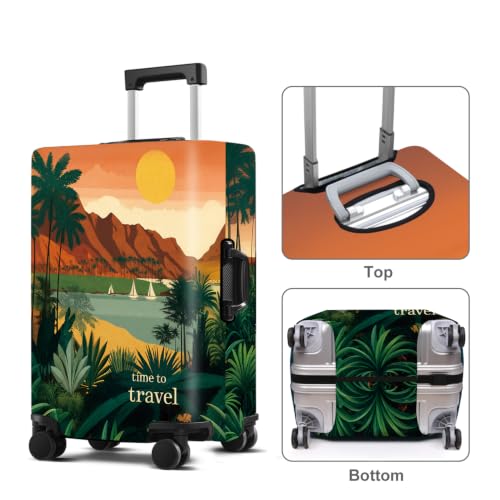 Luggage Cover Washable Suitcase Protector Anti (Sunset Oasis / M(fits 24-26Inch suitcase))