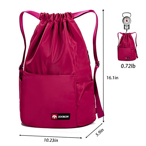 Waterproof Drawstring Gym Backpack Bag for Men & Women (A05-rose)