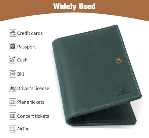 Genuine Leather Passport Holder For Travel (Airtag Blue)