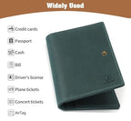 Genuine Leather Passport Holder For Travel (Airtag Blue)