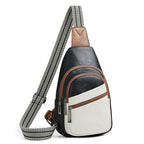 Sling Bag Crossbody Bags for Women Small Cross Body Bag Fanny Packs Chest Sling Purse for Daily Travel Leisure Sport (4-1 White Black With Brown)