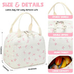 Lunch Bag for Women Men Cute Corduroy Lunch Tote Bags Reusable Insulated Lunch Box Large Capacity Reusable Insulated Cooler for Work Picnic or Travel (Bowtie-Pink / 10L)