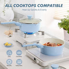 Ceramic Nonstick Saucepan with Lid 2.0QT (Glacier Blue / 2 Quarts)