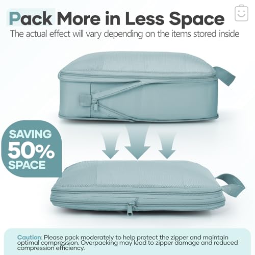 9 11 Set Compression Packing Cubes for Travel Essentials (Blue Gray / 9 set)