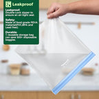 8 Pack Stand Up Reusable Half Gallon Freezer Bags Dishwasher Safe (8 Pack Half Gallon Bags)