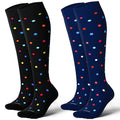Extra Thick Wide Calf Compression Socks for Women&Men Plus Size 20 (2 Pairs-polkadots2 / X-Large)