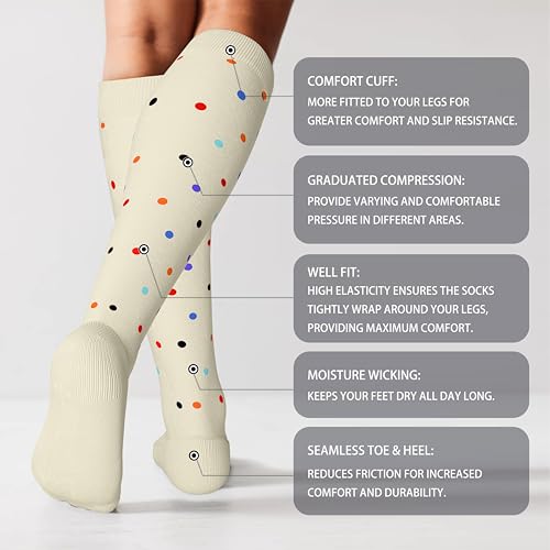 Extra Thick Wide Calf Compression Socks for Women&Men Plus Size 20 (2 Pairs-polkadots / X-Large)