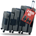 Patented Connecting Hard Shell 3 Piece Luggage Set (Slate Grey / 3-Piece Set)