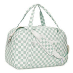 Carry on Duffle Bag Underseat for Airplane (Z-Mint Green Checkerboard / Small without laptop compartment)