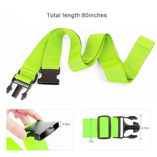 80In Luggage Straps for Suitcase Travel Long Belt Accessories (2Pcs Green / 80 In Fix)