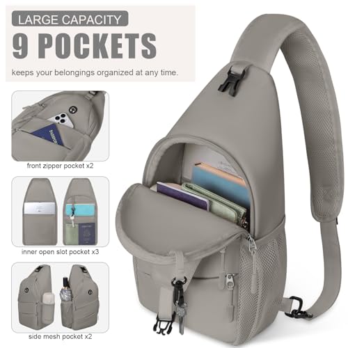 Crossbody Bags for Women Men Trendy Sling Bag Backpack Chest Bag (Large / Khaki)