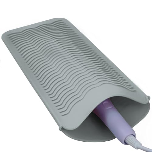 Silicone Heat Resistant Mat Pouch for Hair Straightener (1 Pack / Grey)