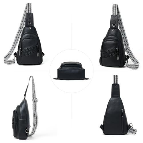 7L Crossboydy Sling Bag for Women Vegan Leather Crossbody Purse Fanny Pack Chest Bag for Travel (7L / 7l-black)