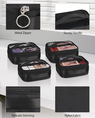 Makeup Brush Bag Extra Large Makeup Brush Case with 4 small bags Professional Makeup Artist Brush Holder Stand Up Organizer for Travel with Adjustable Dividers and Shoulder Strap (Black with 4 Makeup Bags)