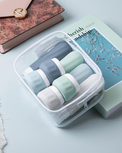 Travel Bottles for Toiletries 8 Pack (3 Ounce bottle 1 Ounce jar / Morning Mist)