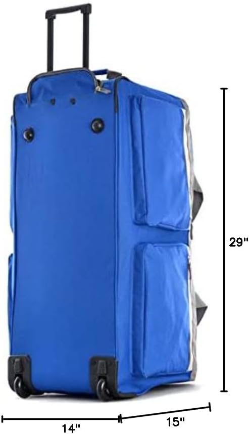 Olympia U.S.A. 29 inch Jumbo Size 8 Pockets Wheeled Rolling Duffel Bag Water - Image 7