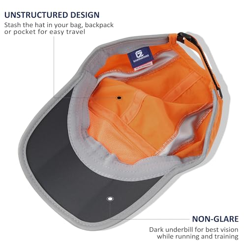 Baseball Cap Nylon Running Cap Outdoor Sports Hat Adjustable Quick Drying Reflective Foldable 50+ UPF Inhibit UV Mesh Race Lightweight Water Repellency Orange (6 7/8-7 1/2 / Orange)